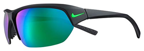 Nike Skylon Ace Rectangular Sunglasses, Matte Black/Green, 69 mm