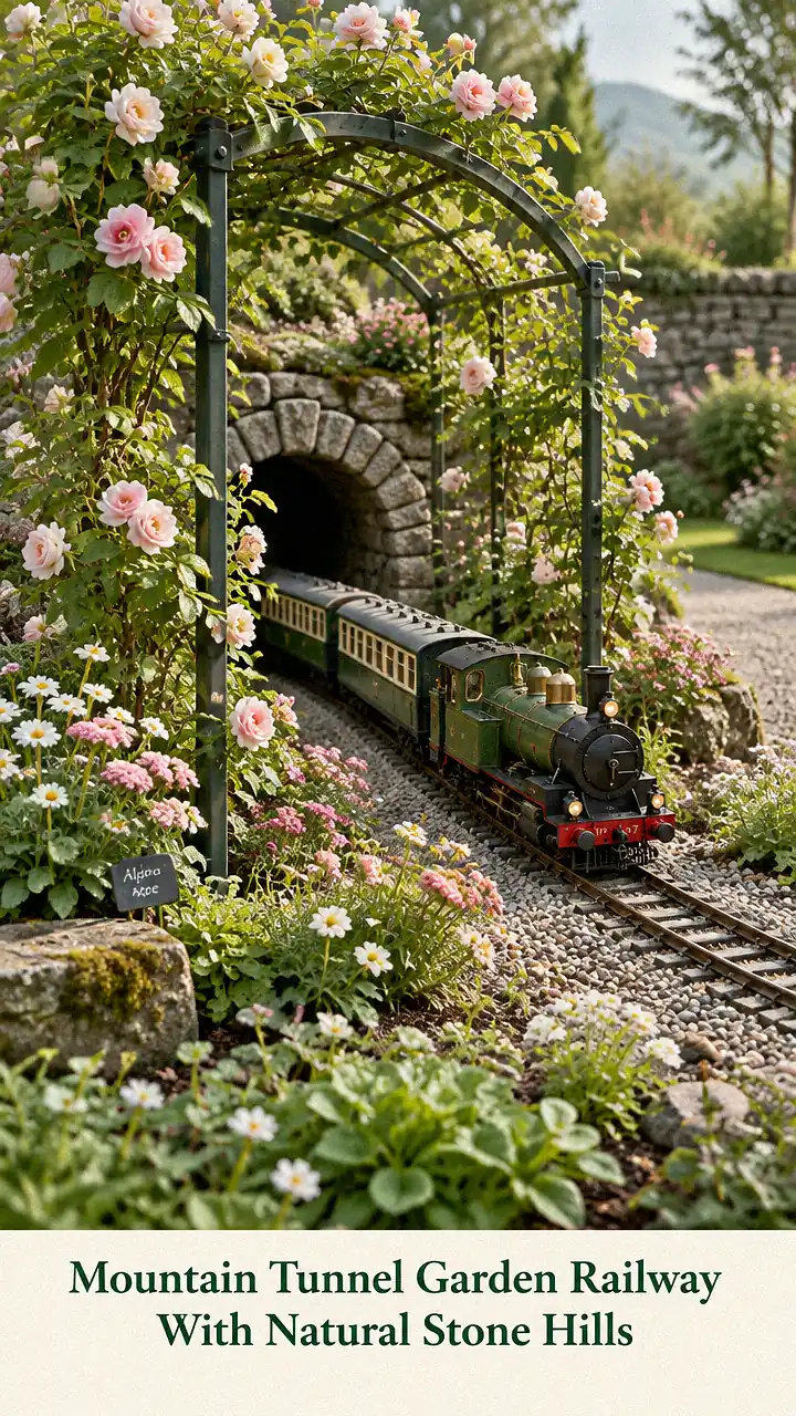 Mountain Tunnel Garden Railway With Natural Stone Hills
