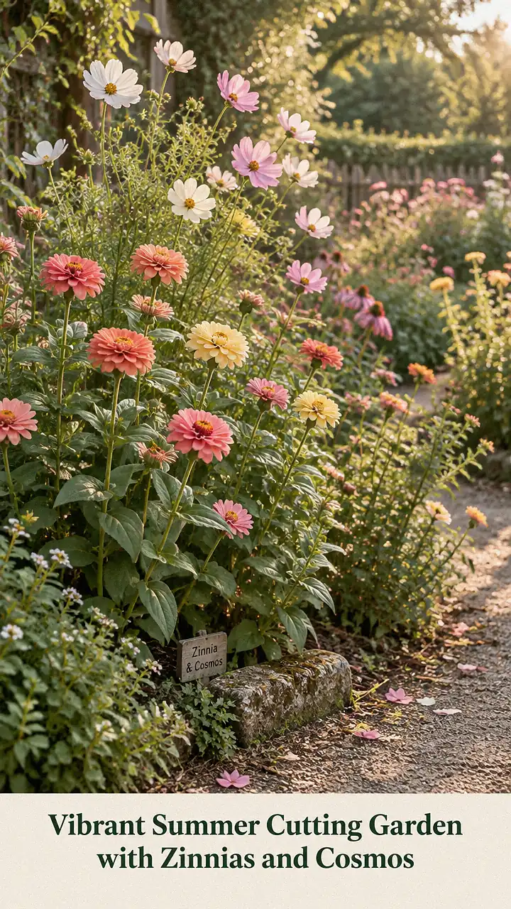 Vibrant Summer Cutting Garden with Zinnias and Cosmos