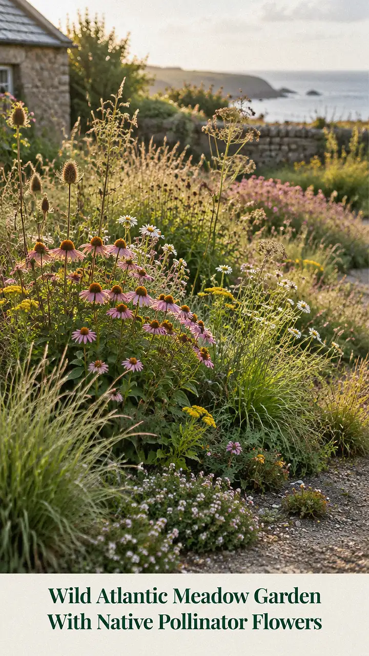 Wild Atlantic Meadow Garden With Native Pollinator Flowers