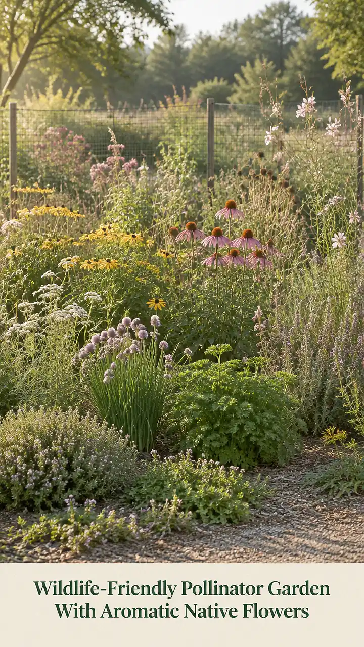 Wildlife-Friendly Pollinator Garden With Aromatic Native Flowers