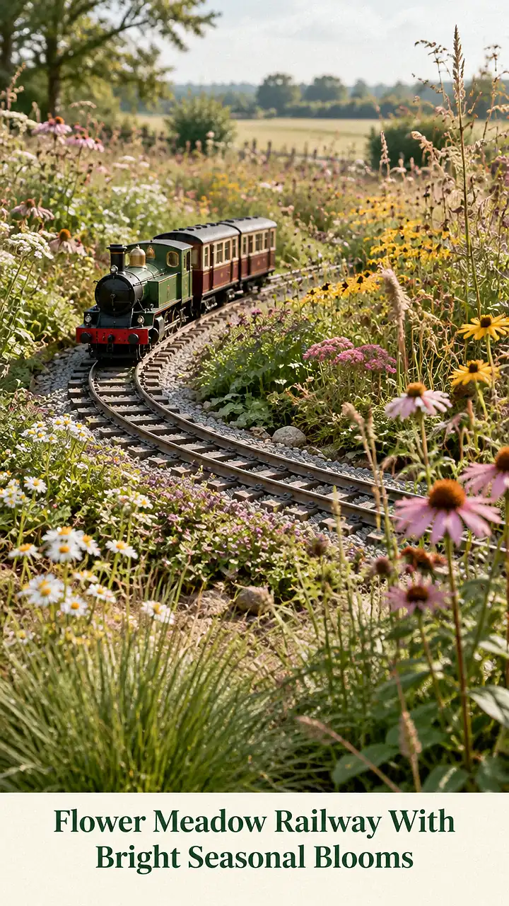 Flower Meadow Railway With Bright Seasonal Blooms