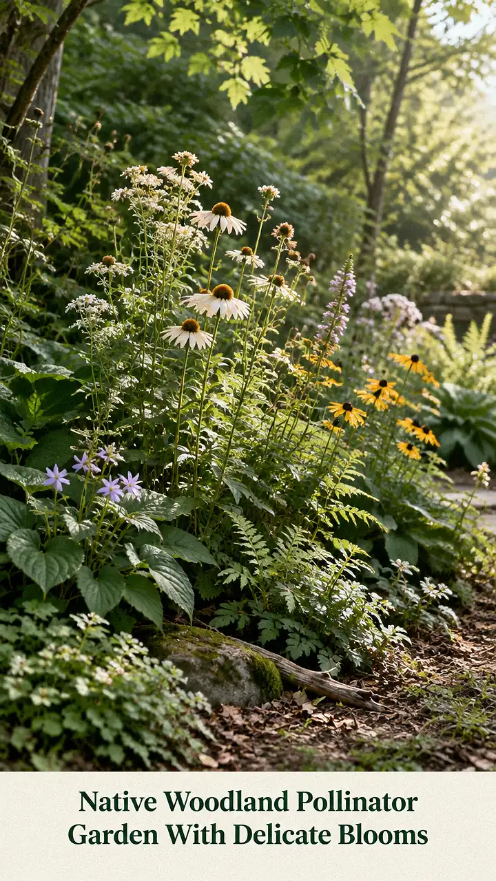 Native Woodland Pollinator Garden With Delicate Blooms