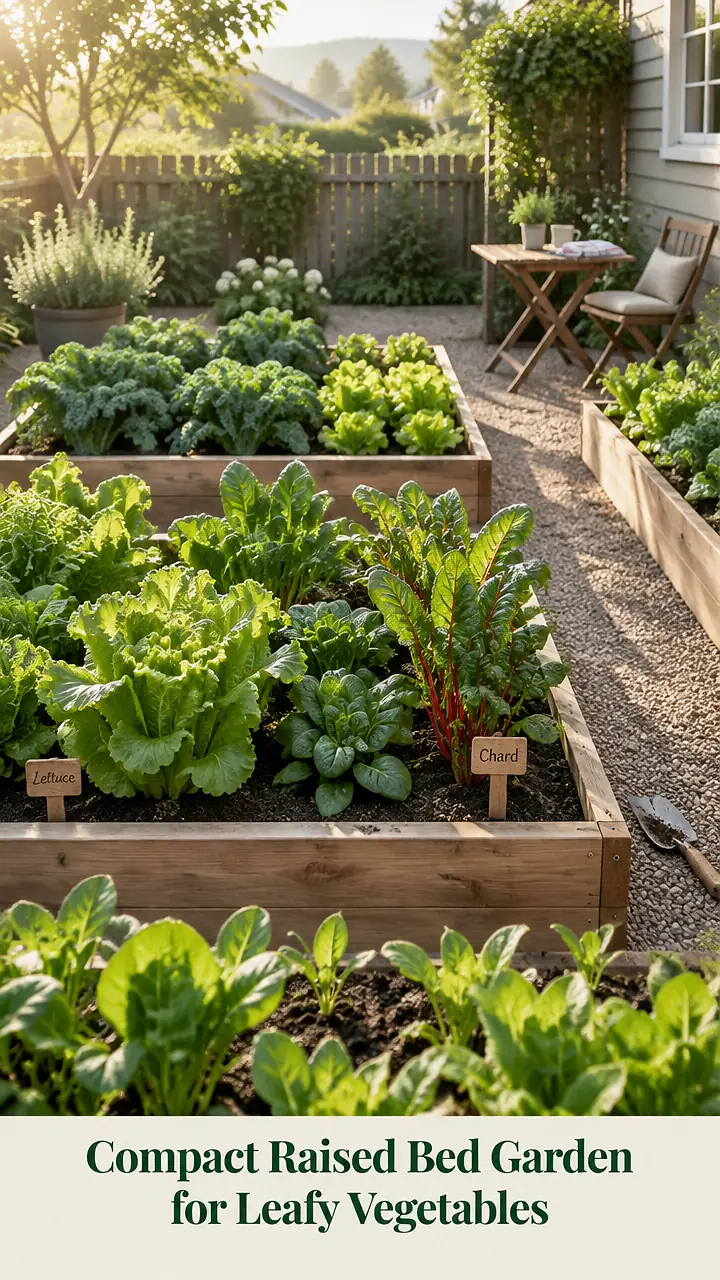 Compact Raised Bed Garden for Leafy Vegetables
