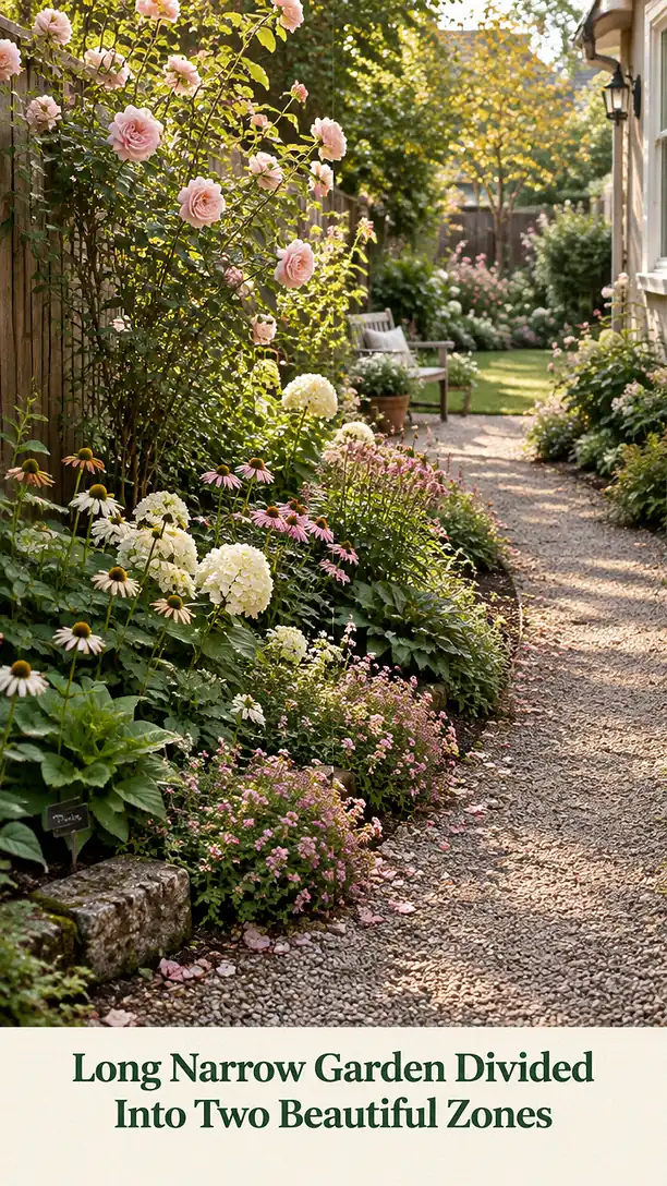 Long Narrow Garden Divided Into Two Beautiful Zones