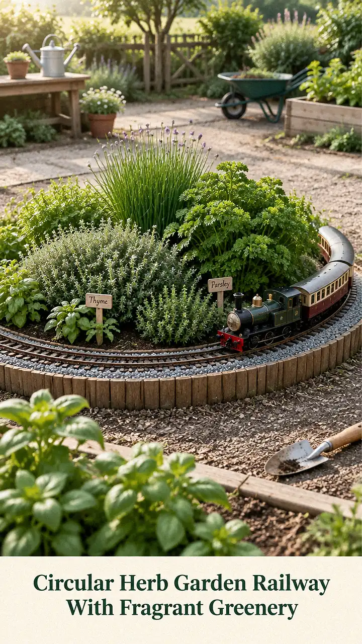 Circular Herb Garden Railway With Fragrant Greenery
