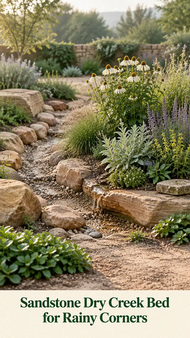 Sandstone Dry Creek Bed for Rainy Corners