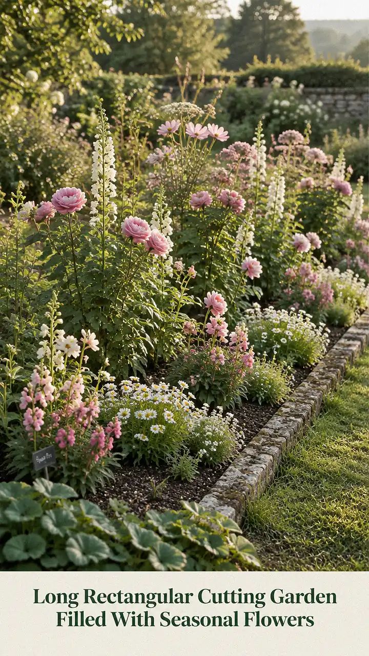 Long Rectangular Cutting Garden Filled With Seasonal Flowers
