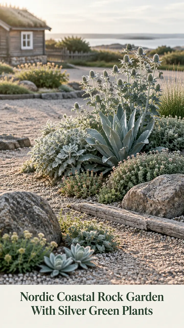 Nordic Coastal Rock Garden With Silver Green Plants