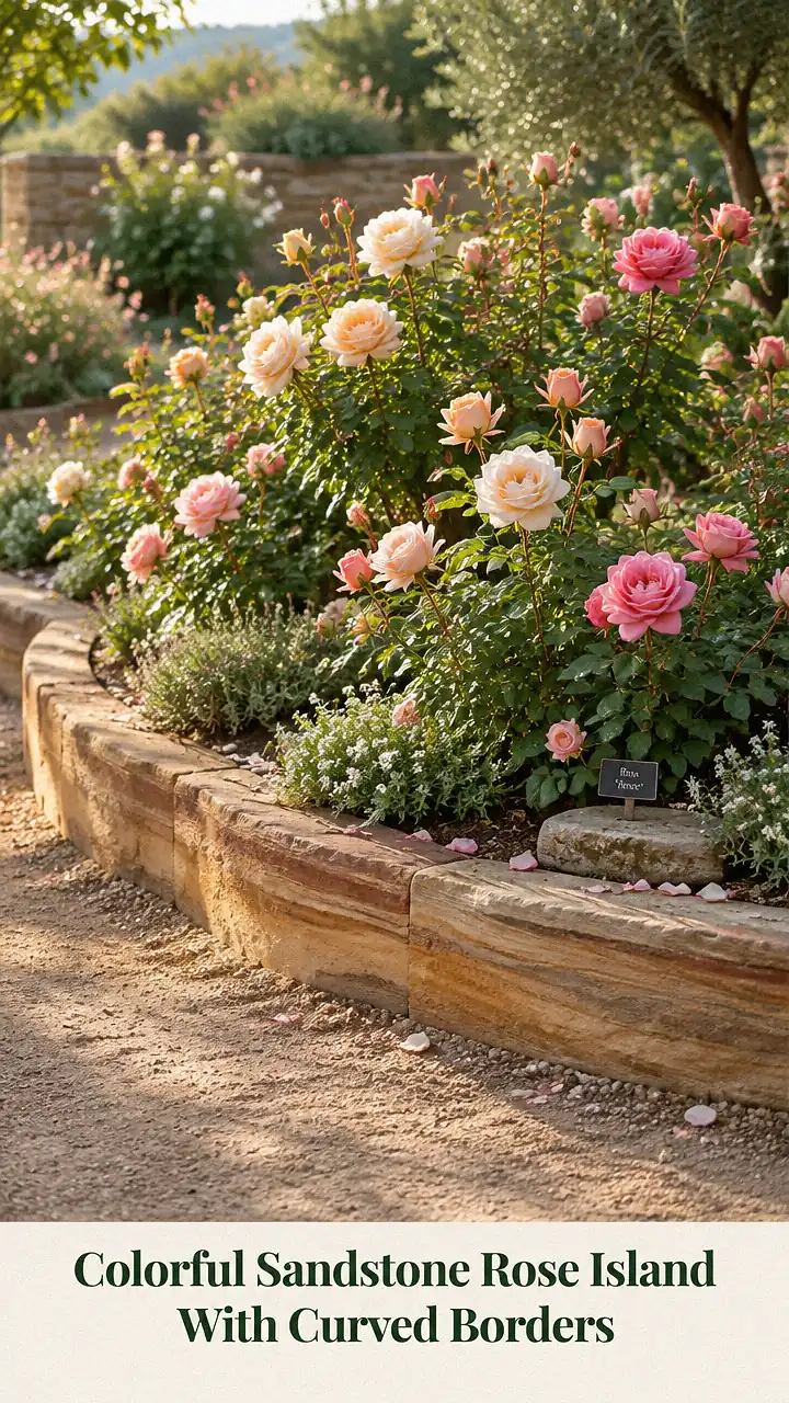 Colorful Sandstone Rose Island With Curved Borders