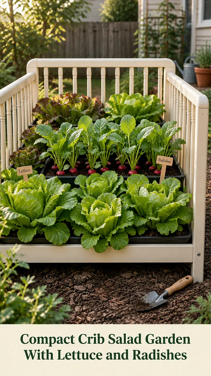 Compact Crib Salad Garden With Lettuce and Radishes