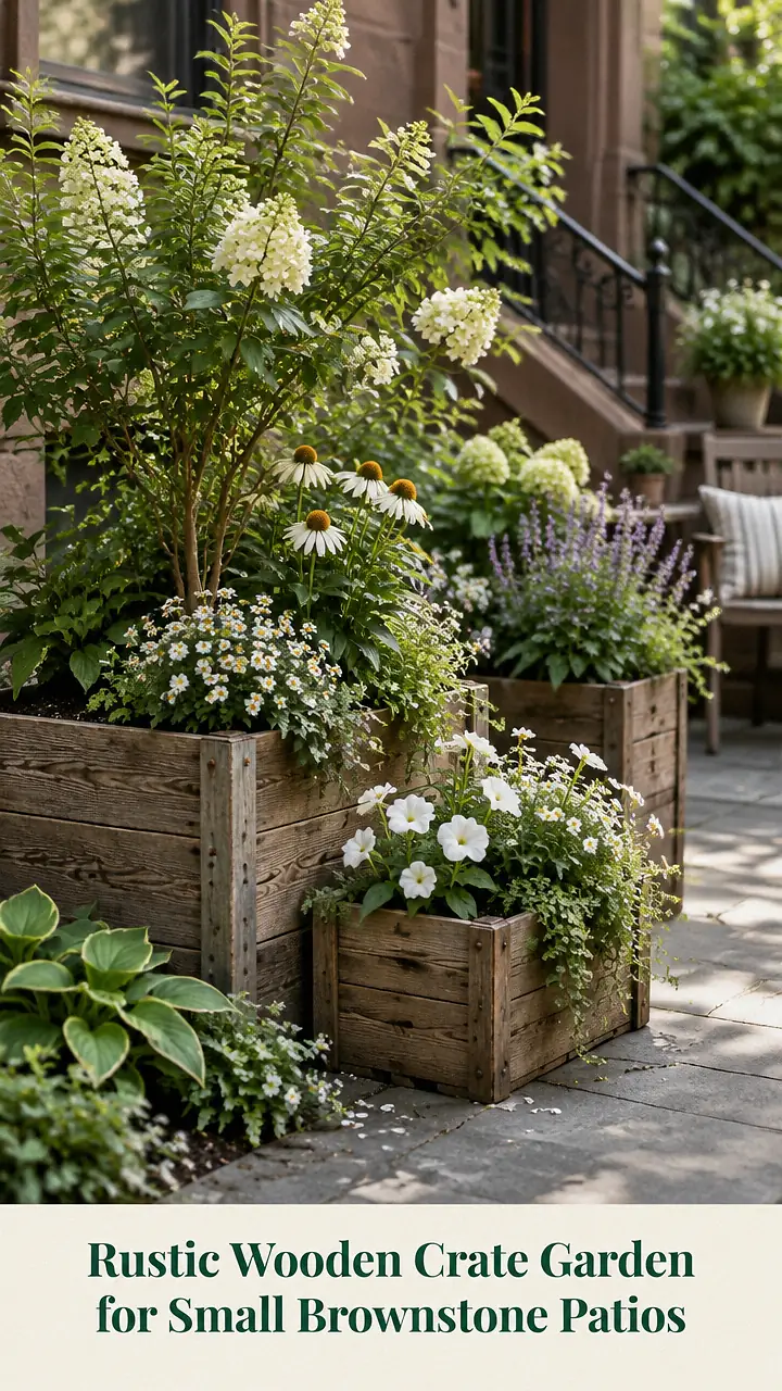 Rustic Wooden Crate Garden for Small Brownstone Patios