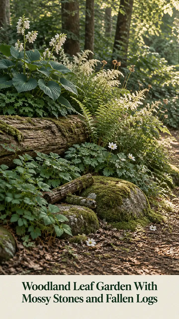 Woodland Leaf Garden With Mossy Stones and Fallen Logs