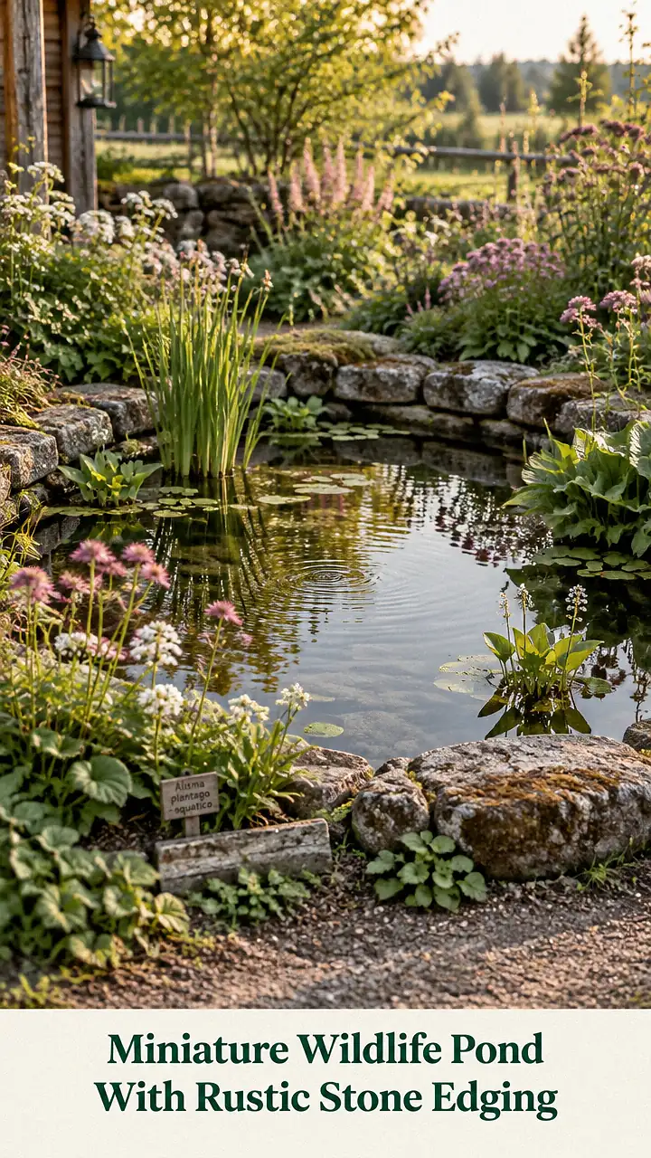 Miniature Wildlife Pond With Rustic Stone Edging