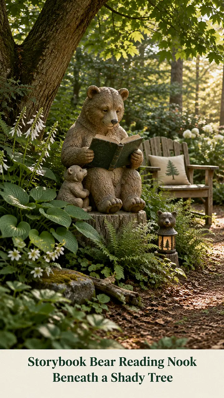 Storybook Bear Reading Nook Beneath a Shady Tree