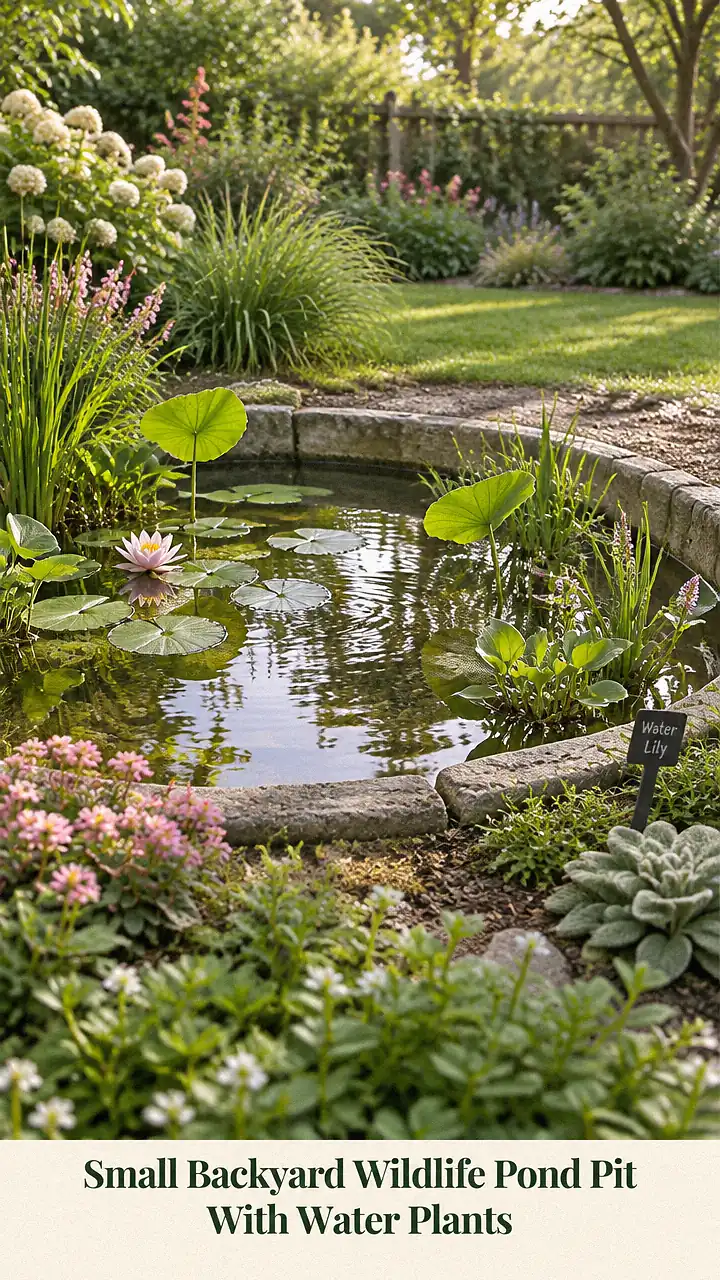 Small Backyard Wildlife Pond Pit With Water Plants