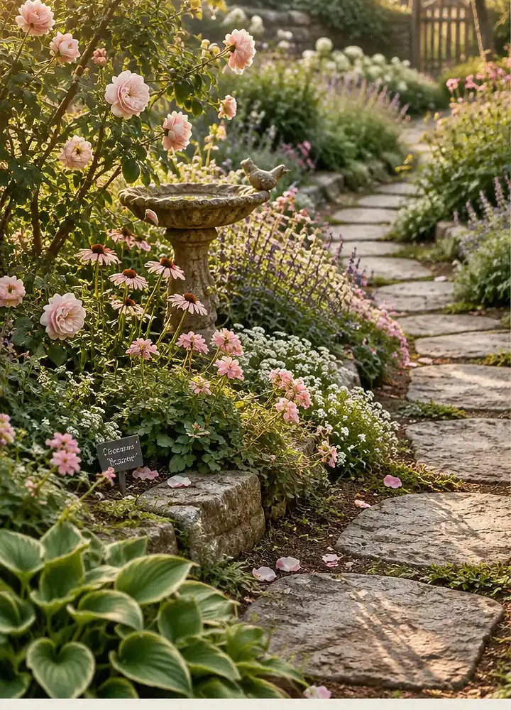 A Winding Stepping Stone Path With Hidden Flower Pockets