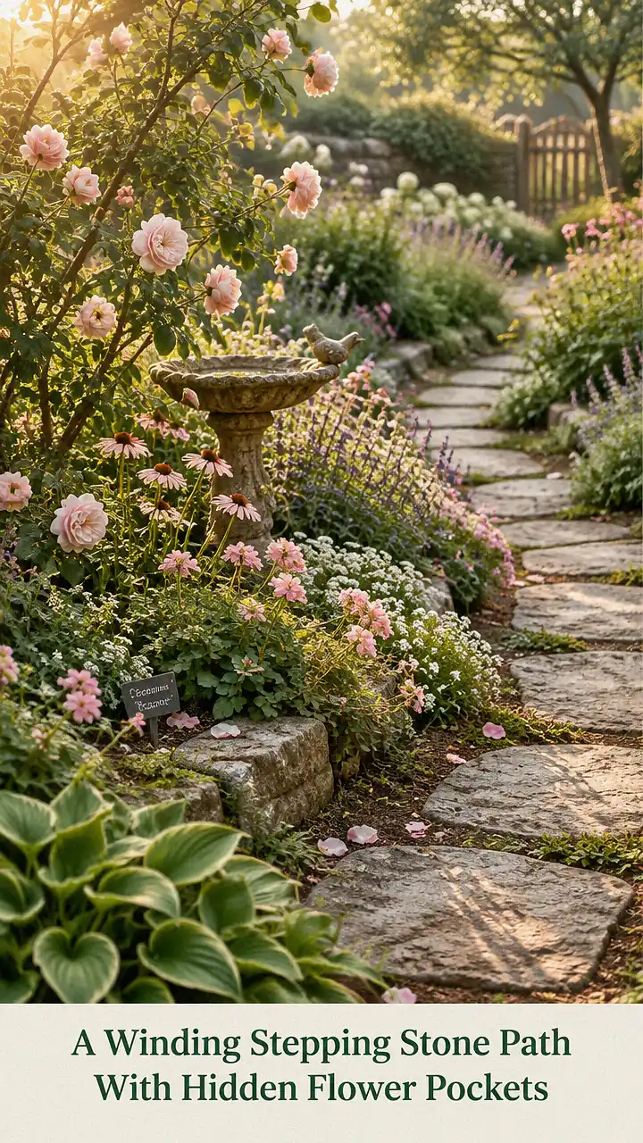 A Winding Stepping Stone Path With Hidden Flower Pockets