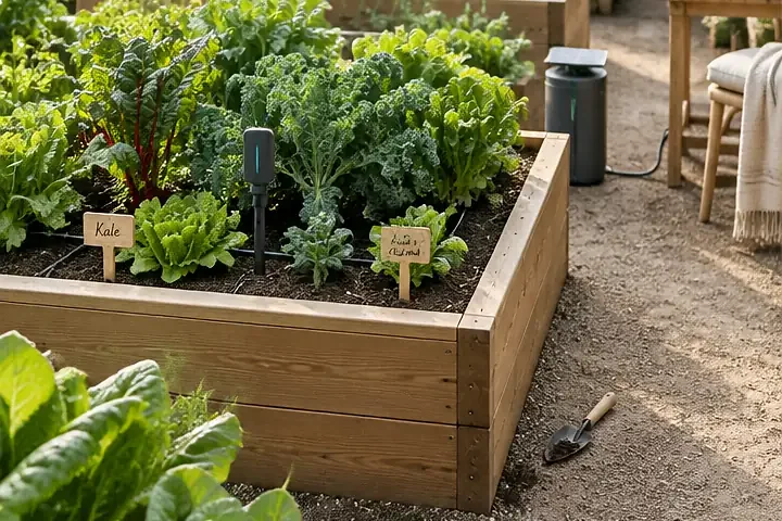 Modern Raised Vegetable Beds With Smart Soil Sensors