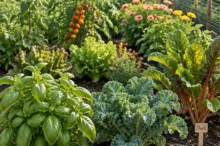 Rustic Cedar Fence Surrounding a Colorful Kitchen Garden