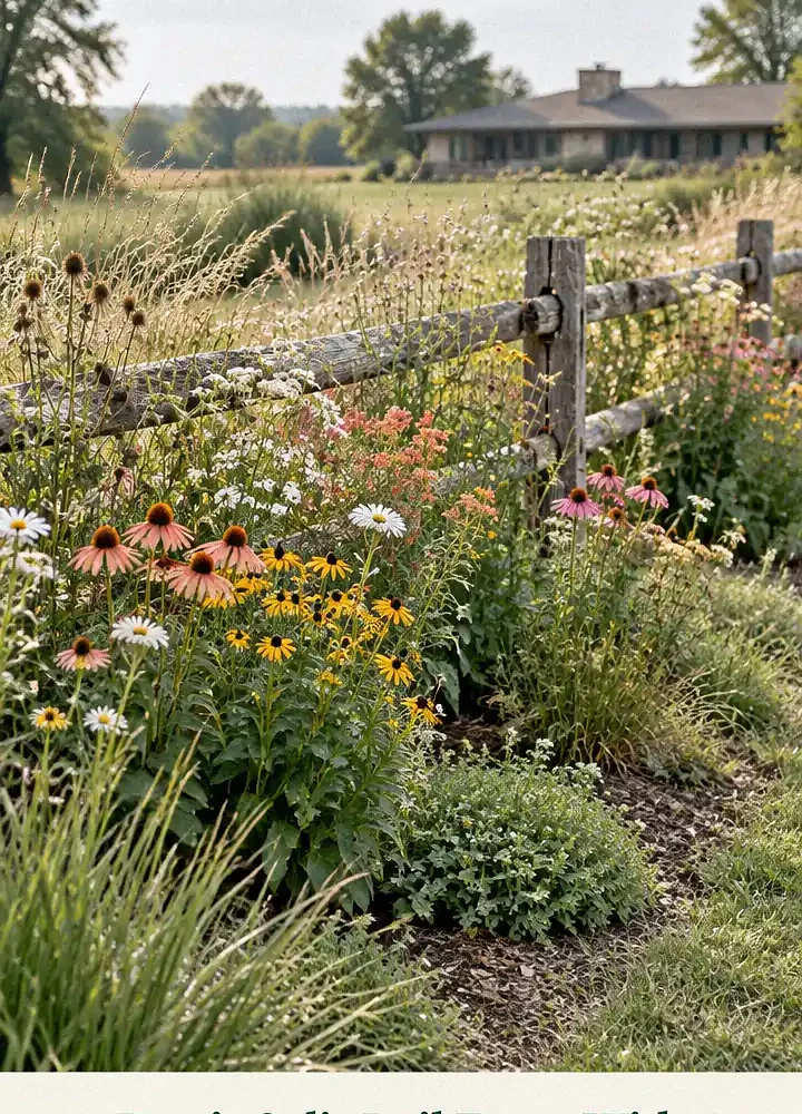 Rustic Split-Rail Fence With Colorful Wildflower Borders