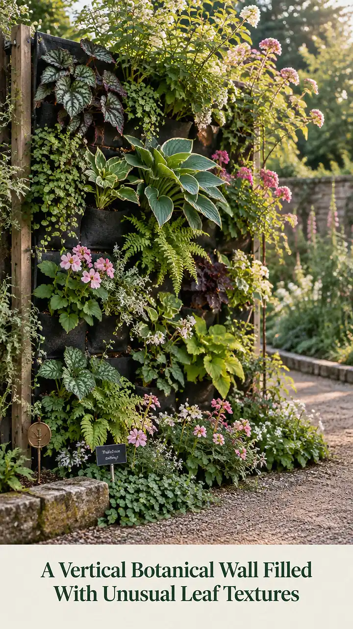 A Vertical Botanical Wall Filled With Unusual Leaf Textures