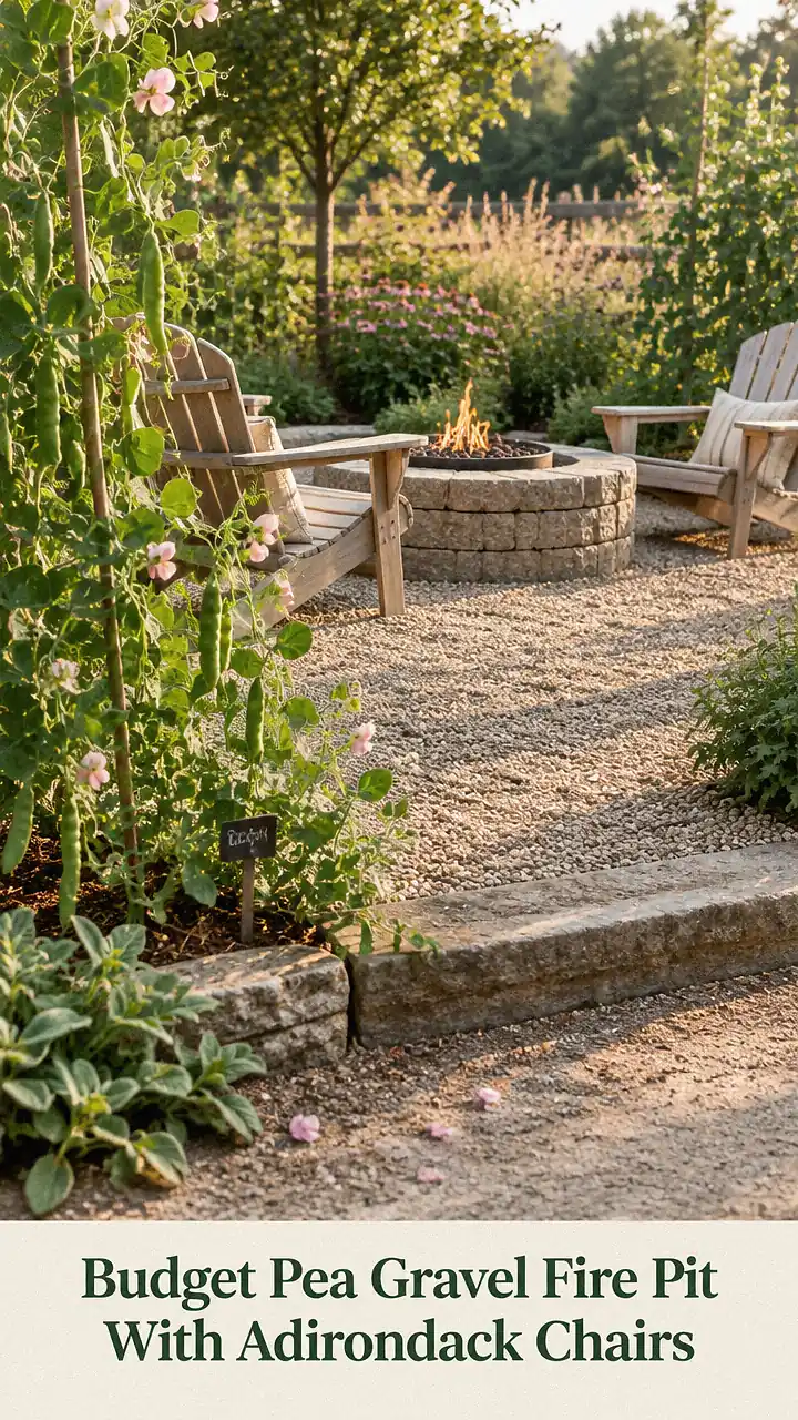 Budget Pea Gravel Fire Pit With Adirondack Chairs