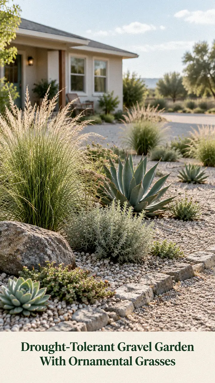 Drought-Tolerant Gravel Garden With Ornamental Grasses
