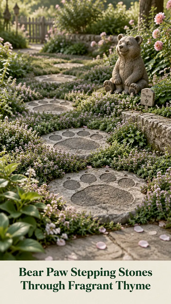 Bear Paw Stepping Stones Through Fragrant Thyme