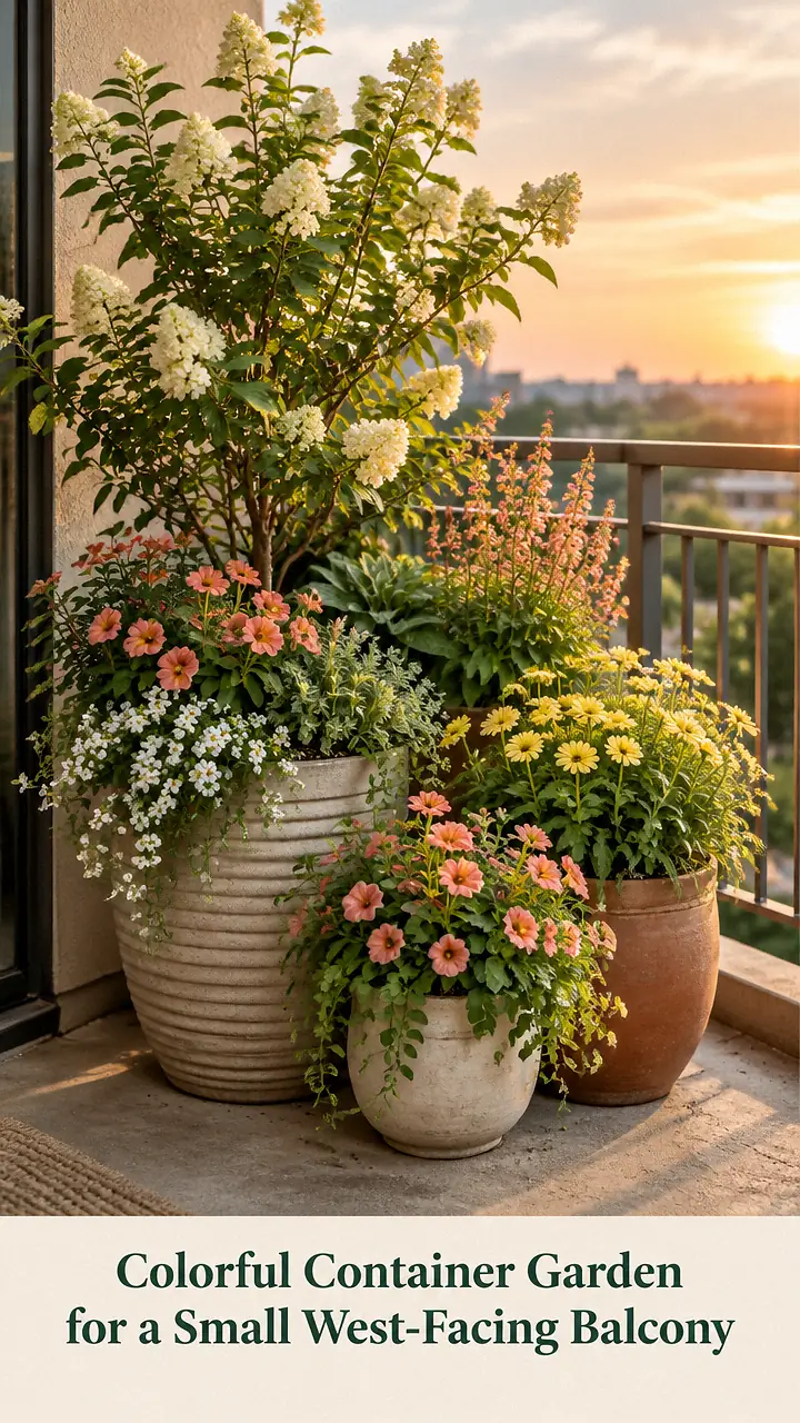 Colorful Container Garden for a Small West-Facing Balcony