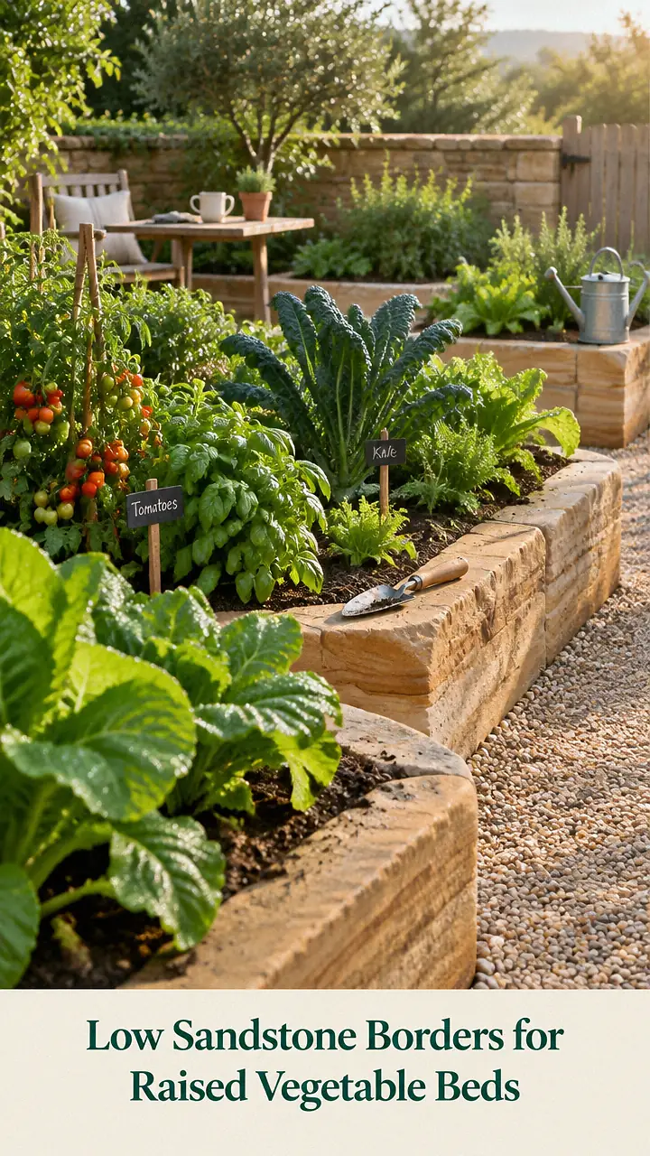Low Sandstone Borders for Raised Vegetable Beds