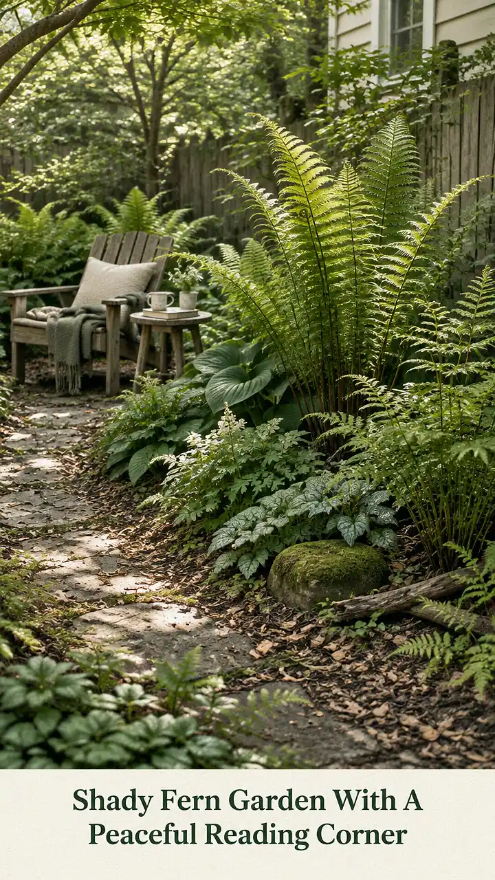 Shady Fern Garden With A Peaceful Reading Corner