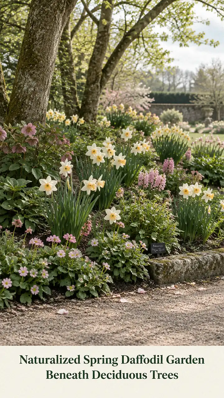 Naturalized Spring Daffodil Garden Beneath Deciduous Trees