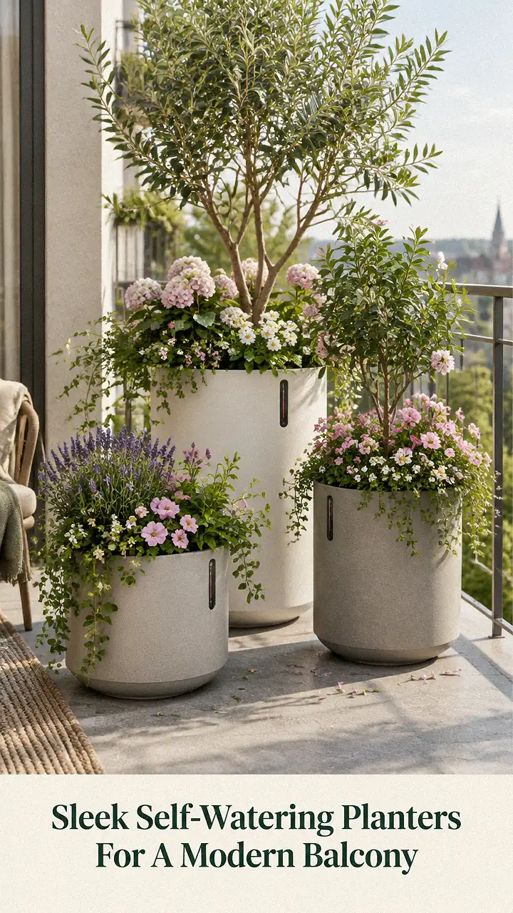 Sleek Self-Watering Planters For A Modern Balcony