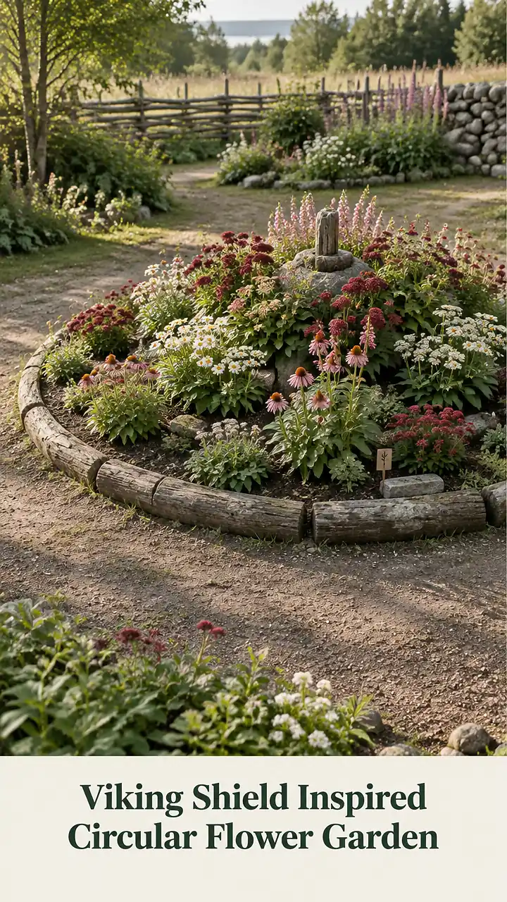 Viking Shield Inspired Circular Flower Garden