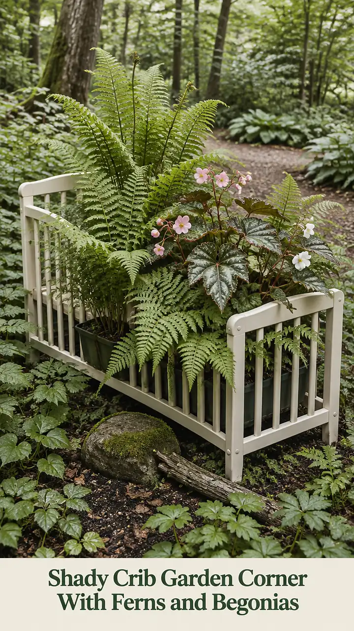 Shady Crib Garden Corner With Ferns and Begonias