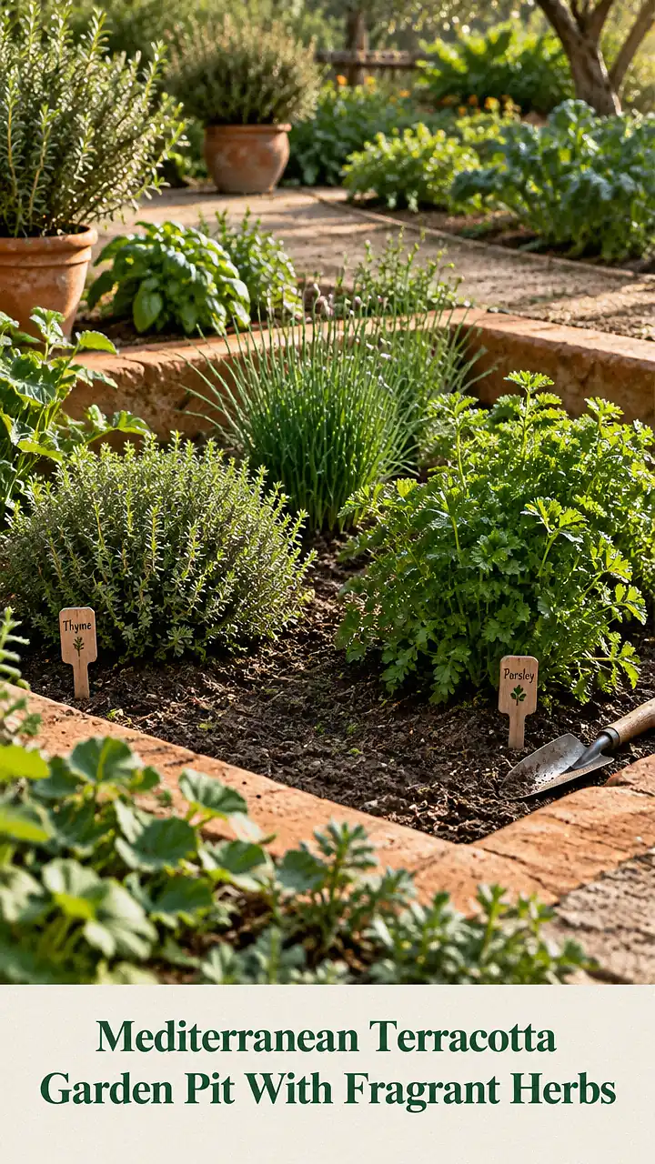 Mediterranean Terracotta Garden Pit With Fragrant Herbs