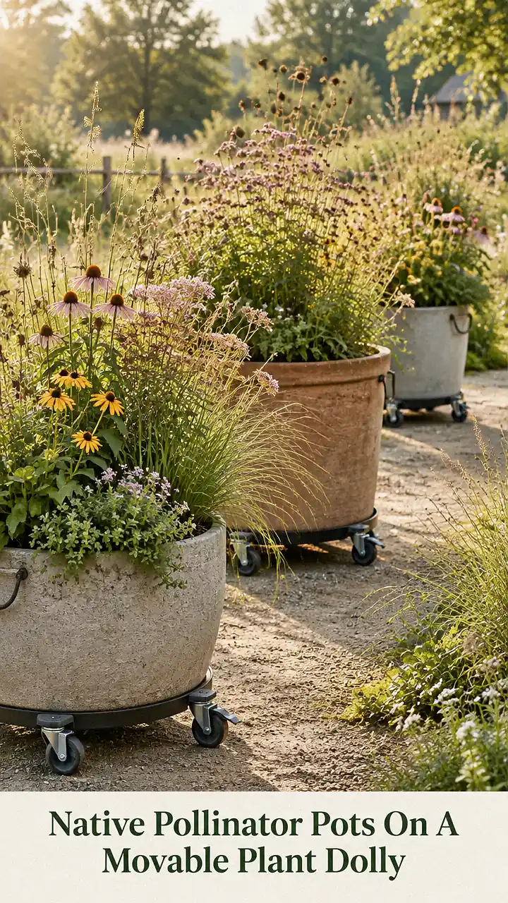 Native Pollinator Pots On A Movable Plant Dolly