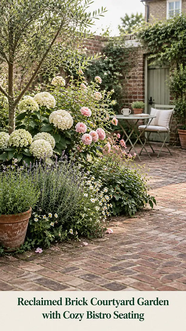 Reclaimed Brick Courtyard Garden with Cozy Bistro Seating