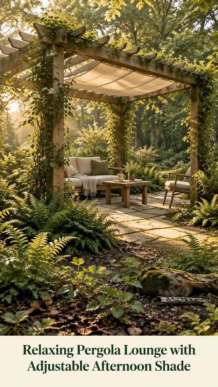 Relaxing Pergola Lounge with Adjustable Afternoon Shade