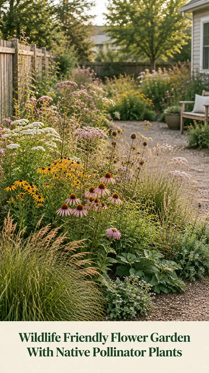 Wildlife Friendly Flower Garden With Native Pollinator Plants