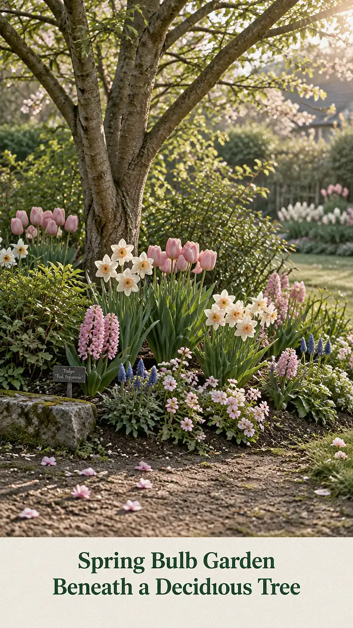 Spring Bulb Garden Beneath a Deciduous Tree
