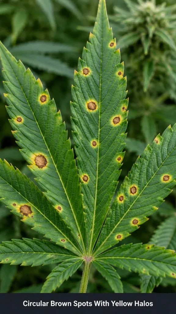 Circular Brown Spots With Yellow Halos
