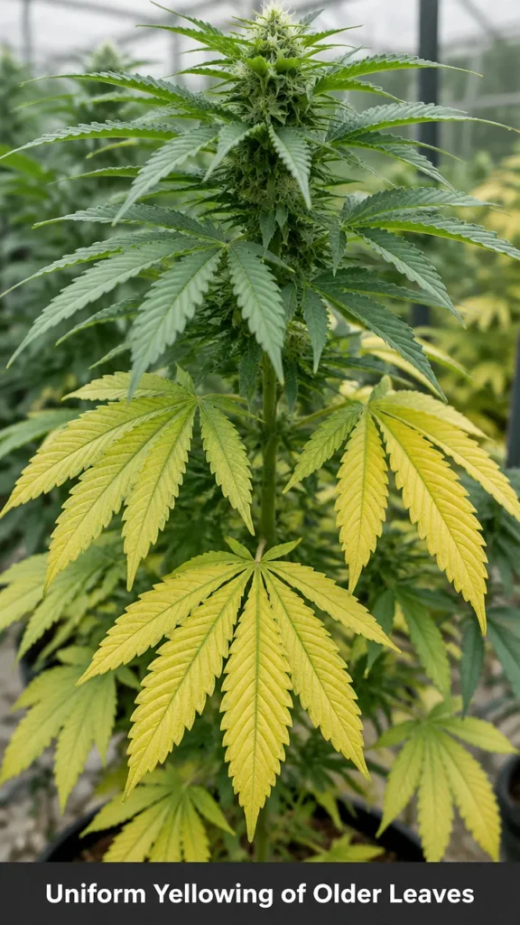 Uniform Yellowing of Older Leaves
